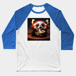 Kawaii Red Panda Eating Ramen Baseball T-Shirt